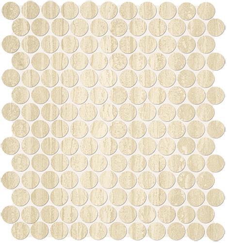 Фото ROMA TRAVERTINO ROUND MOSAICO (fLTT) керамогранит 32.5x29.5, цена 3 649 руб./шт